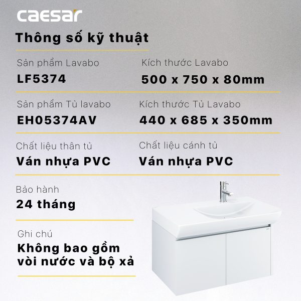Bộ tủ lavabo Caesar LF5374/EH05374AV