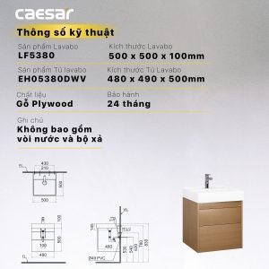 Bộ tủ lavabo Caesar LF5380/EH05380DWV