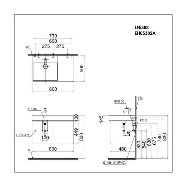 Bộ tủ lavabo Caesar LF5382/EH05382DWV