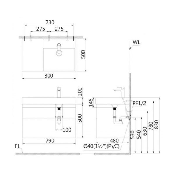 Bộ tủ lavabo Caesar LF5384/EH05384DWV