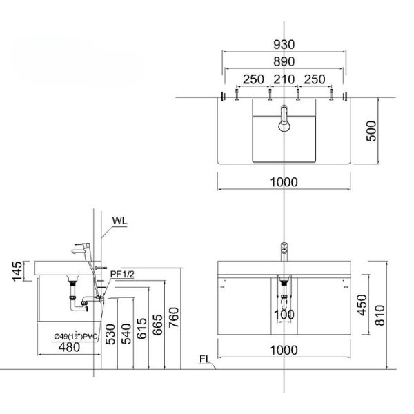 Bộ tủ lavabo Caesar LF5386/EH05386DWV