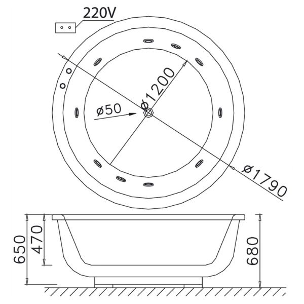 Bồn tắm massage Caesar xây không chân không yếm MT6470A