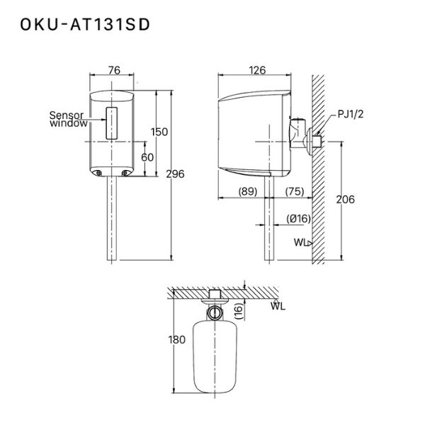 Van xả tiểu Inax OKU-AT131SD cảm ứng