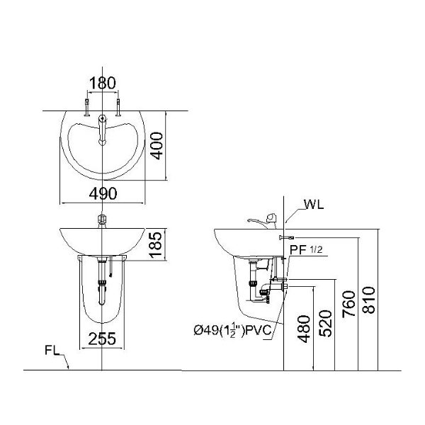 Chân treo lavabo Caesar P2441