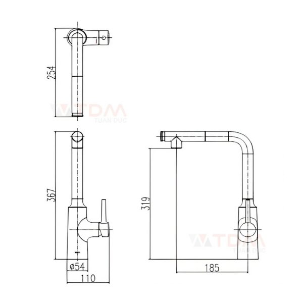 Vòi bếp Inax SFV-907SX dây rút nóng lạnh