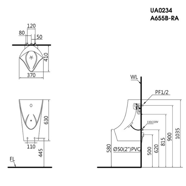 Bệ Tiểu Treo Caesar U0234
