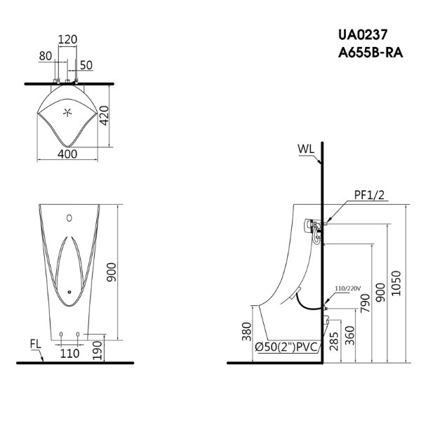 Bệ Tiểu Treo Caesar U0237
