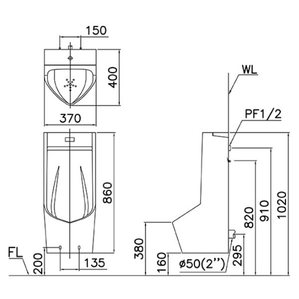 Bệ Tiểu Treo Caesar U0283