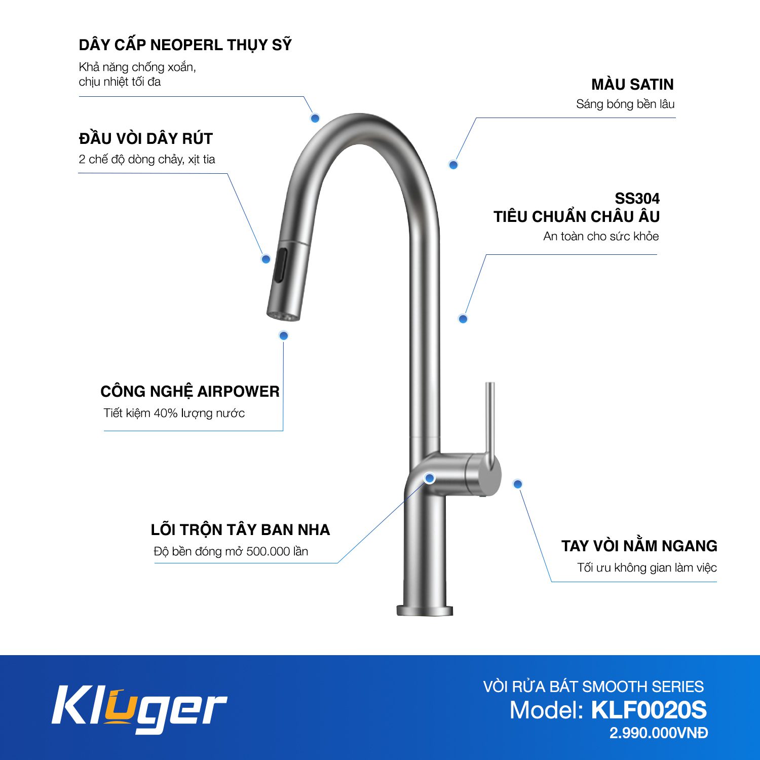 Vòi rửa bát Kluger KLF0020S