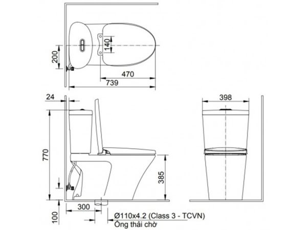 Bồn cầu 2 khối nắp rửa cơ INAX AC-700A + CW-S15VN