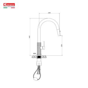 Vòi rửa bát dây rút Venice Gun Metal