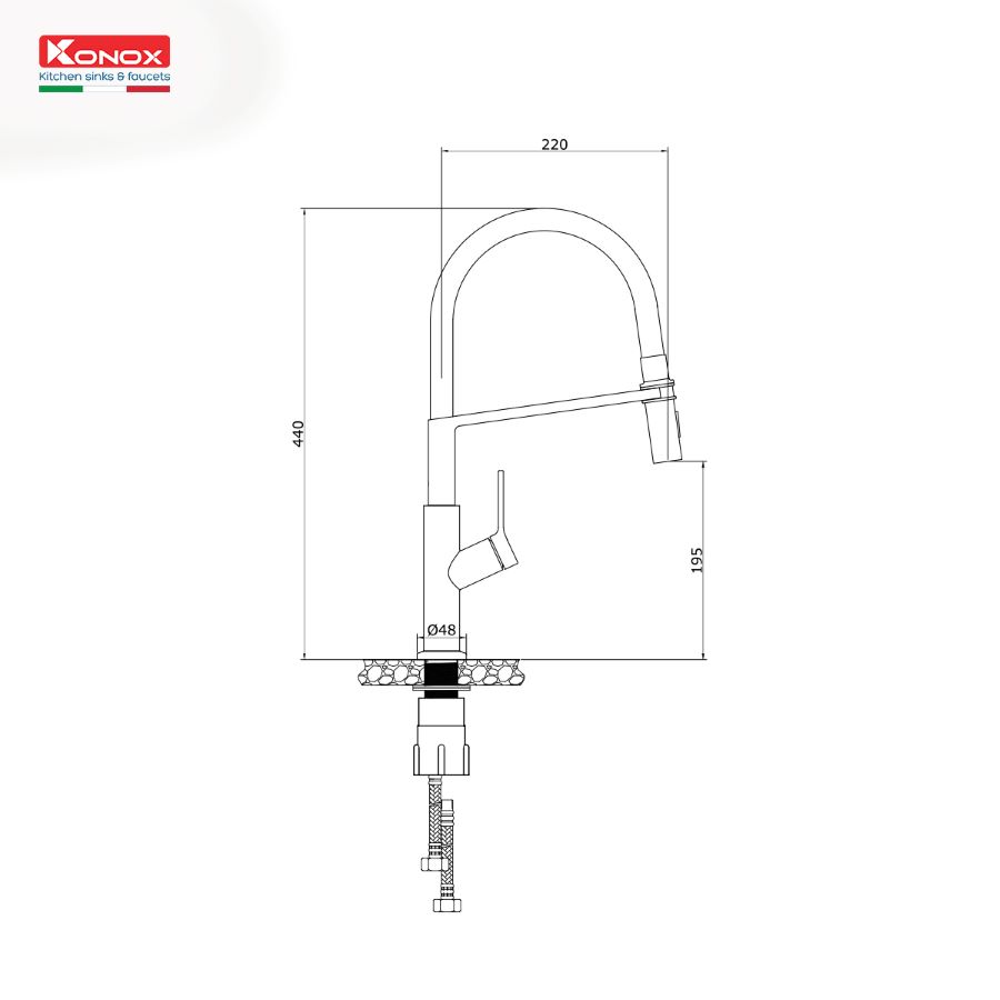 Vòi rửa bát thân mềm Tema Chrome
