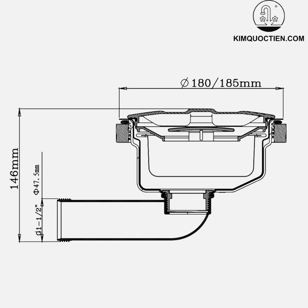 Bát lọc rác inox Kluger KS-185J