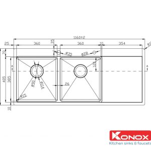 Chậu rửa bát Workstation Sink – Topmount Konox Sink KN11650TD
