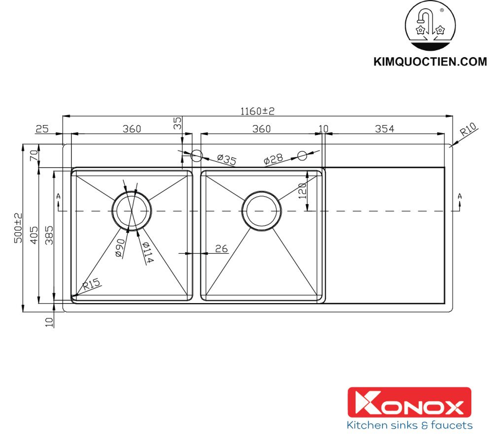 Chậu rửa bát Workstation Sink – Topmount Sink KN11650TD