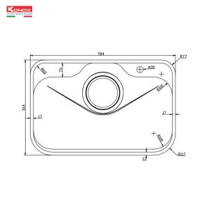 Chậu rửa bát 1 hố Konox Tari 7851SM