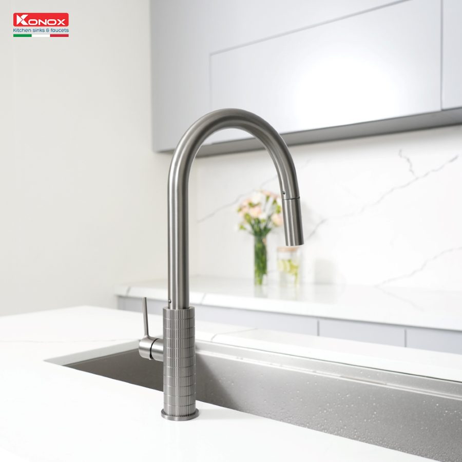 Vòi rửa bát dây rút Venice Gun Metal