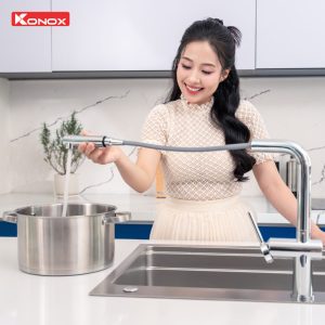 Vòi rửa bát dây rút Stream Chrome