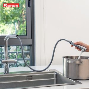 Vòi rửa bát dây rút Stream Chrome