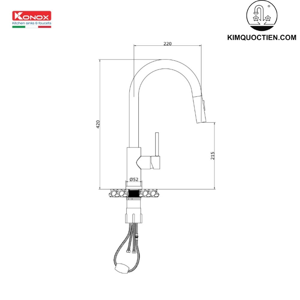 Vòi rửa bát dây rút Reno