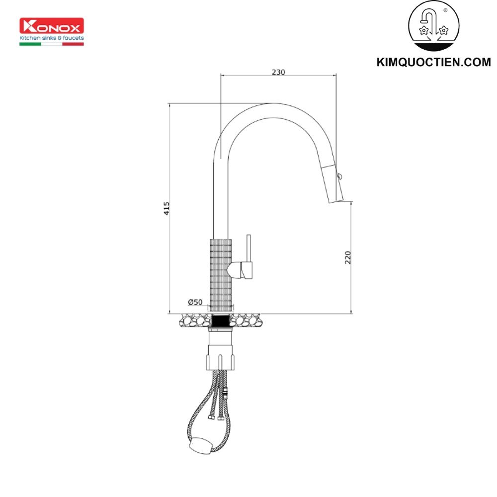 Vòi rửa bát dây rút Venice Gun Metal