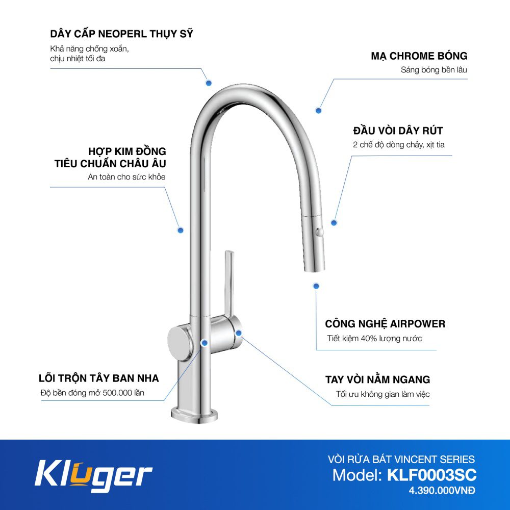 vòi rửa bát Kluger KLF0003SC