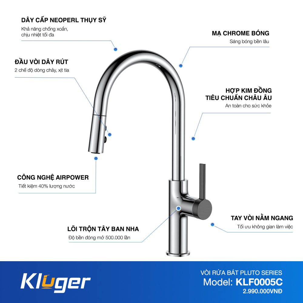 Vòi rửa bát Kluger KLF0005C