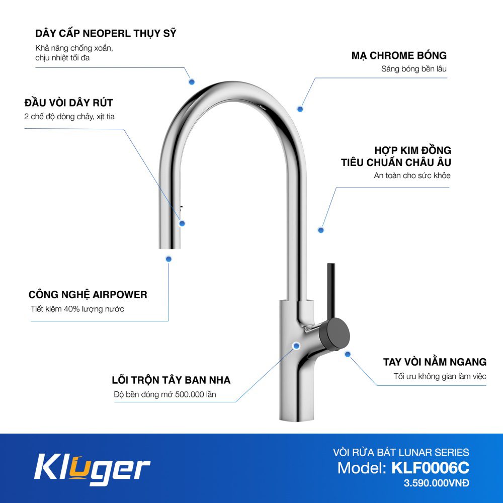 Vòi rửa bát Kluger KLF0006C