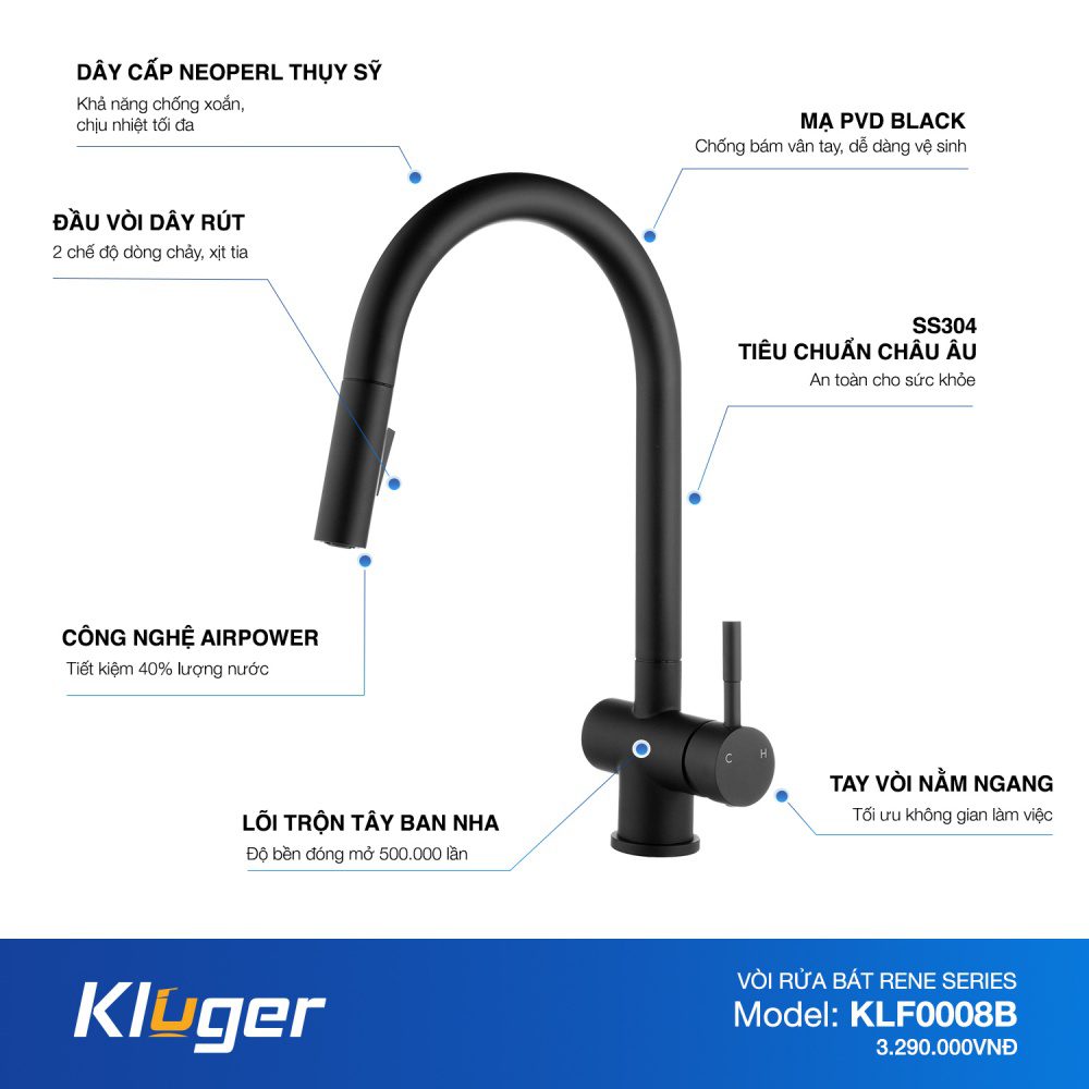 Vòi rửa bát Kluger KLF0008B