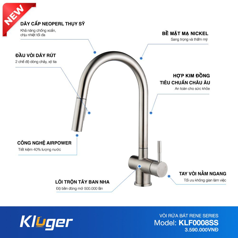 Vòi rửa bát Kluger KLF0008SS