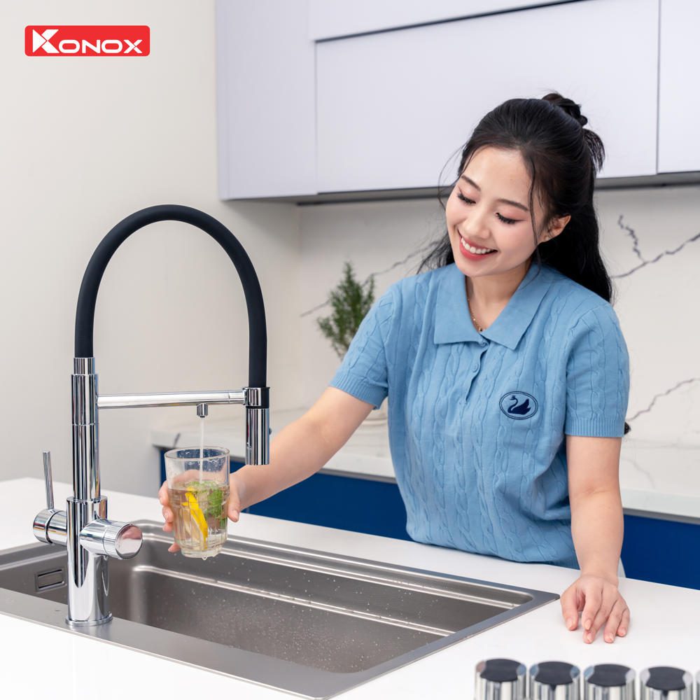 Vòi rửa bát thân mềm 3 đường nước Combi Chrome