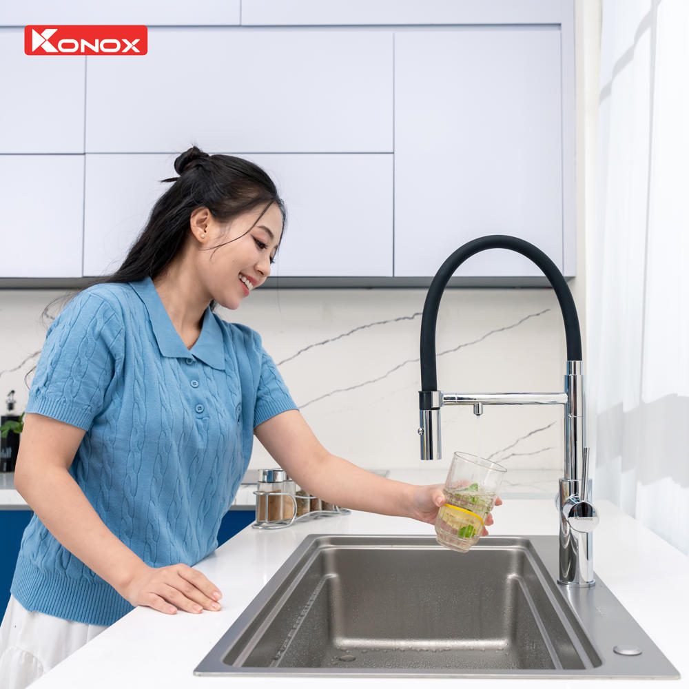 Vòi rửa bát thân mềm 3 đường nước Combi Chrome