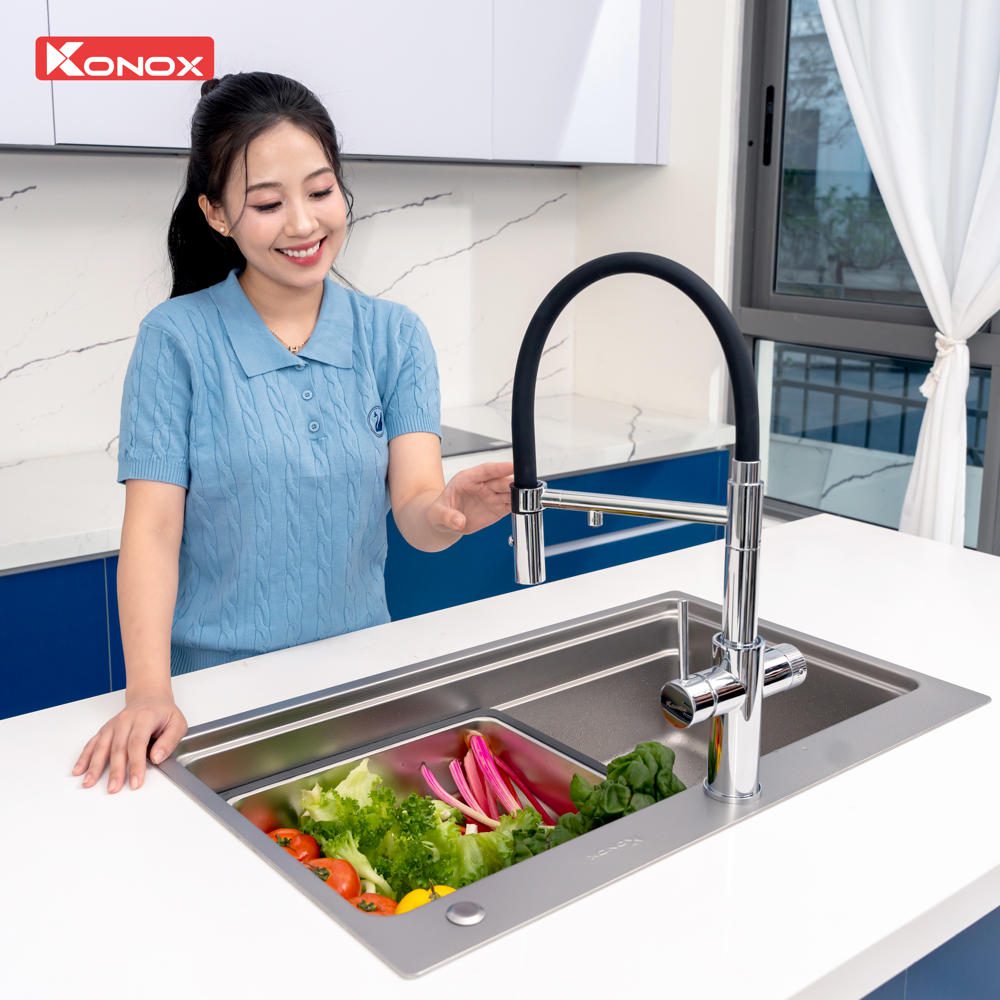 Vòi rửa bát thân mềm 3 đường nước Combi Chrome