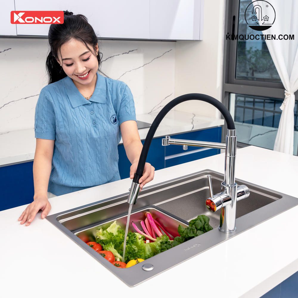 Vòi rửa bát thân mềm 3 đường nước Combi Chrome