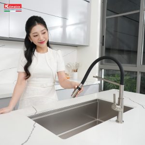 Vòi rửa bát thân mềm Tema Nickel