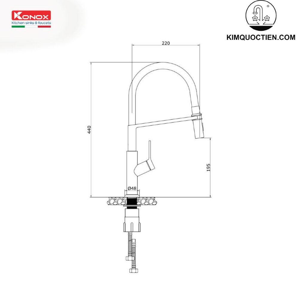 Vòi rửa bát thân mềm Tema Nickel