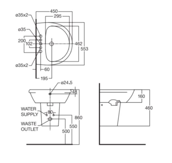 Chân chậu lavabo lửng American Standard 0712-WT