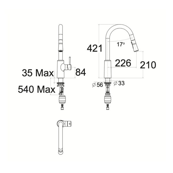 Vòi bếp American Standard 1009160000 dây rút nóng lạnh