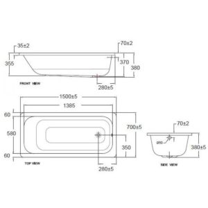 Bản vẽ kỹ thuật Bồn tắm xây American Standard 70280-WT