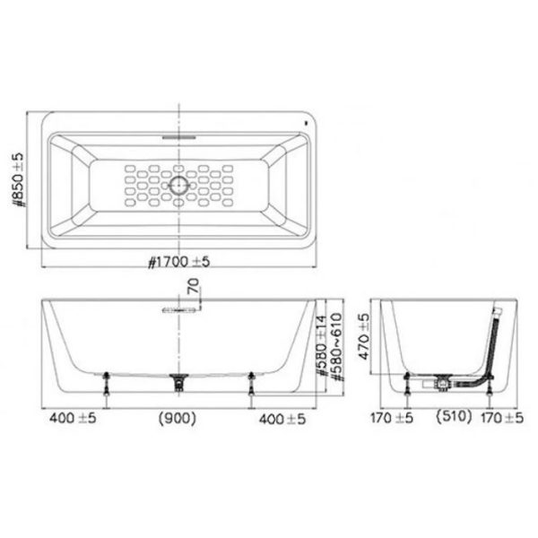 Bản vẽ Bồn tắm yên đặt sàn American Standard BTAS6719.4H