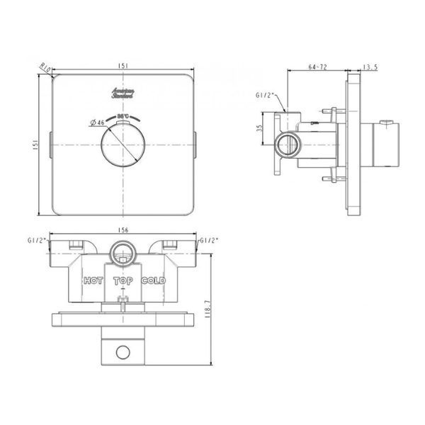 Bộ trộn nhiệt độ vòi sen âm tường American Standard FFAS0930HG