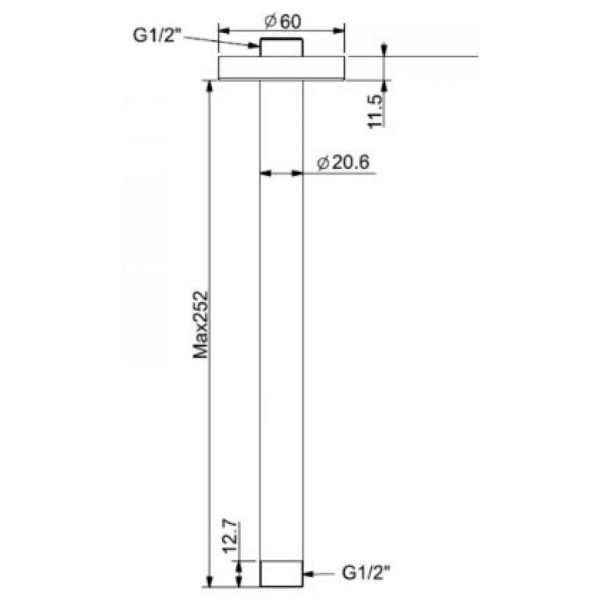 Bản vẽ Thanh nối đầu sen American Standard FFAS9908