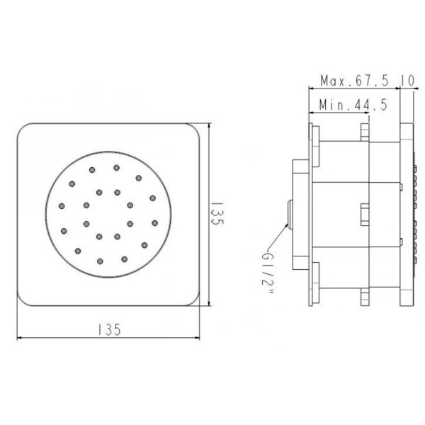 Bản vẽ Đầu sen âm tường EasySET American Standard FFASS054WS