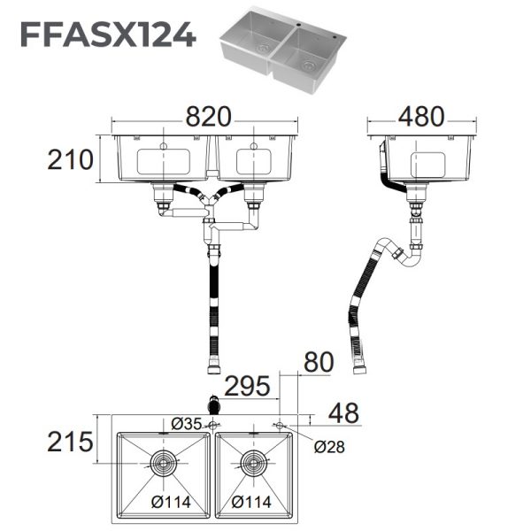 chậu rửa bát 2 hố American Standard FFASX124