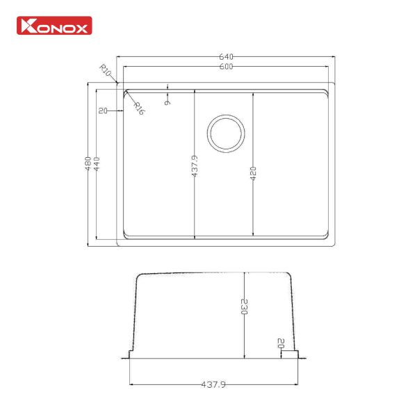 Chậu rửa bát 1 hố Konox TARI 6448SM