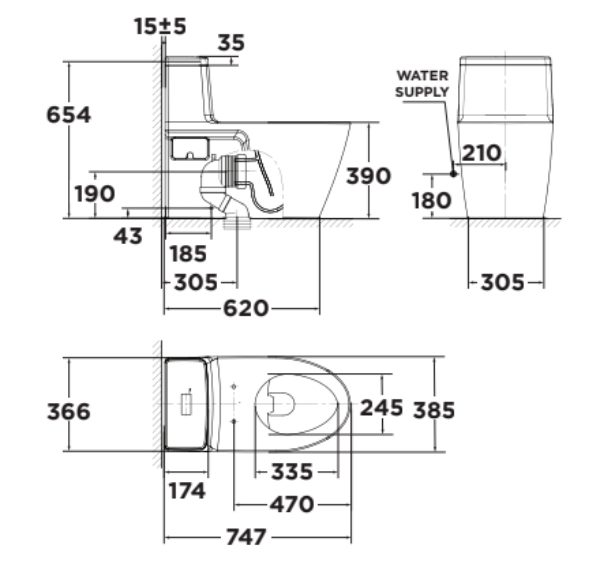 Bồn cầu nắp điện tử American Standard VF-1808PR
