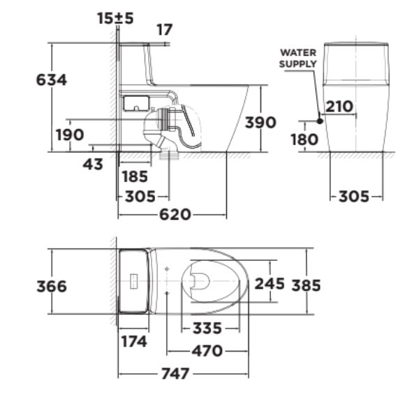 Bồn cầu nắp điện tử American Standard VF-1808TPL