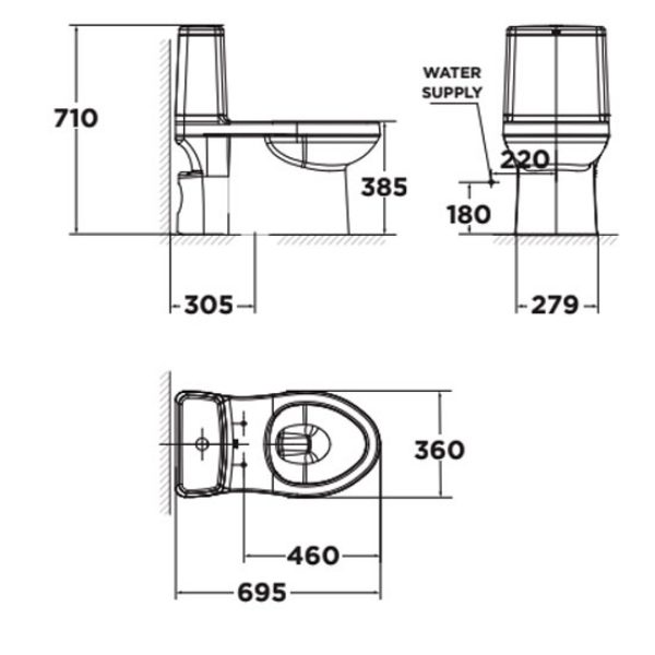 Bồn cầu 1 khối nắp rửa cơ American Standard VF-1863SW