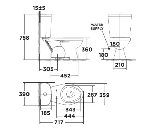 Bồn cầu 2 khối American Standard VF-2397S3 nắp rửa cơ