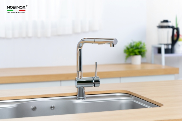 Vòi rửa chén NOBINOX BIANCO NX600 dây rút nóng lạnh